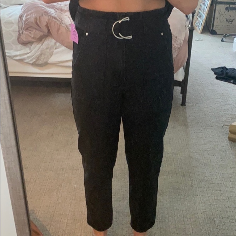 Forever 21 belted super high waist mom jean